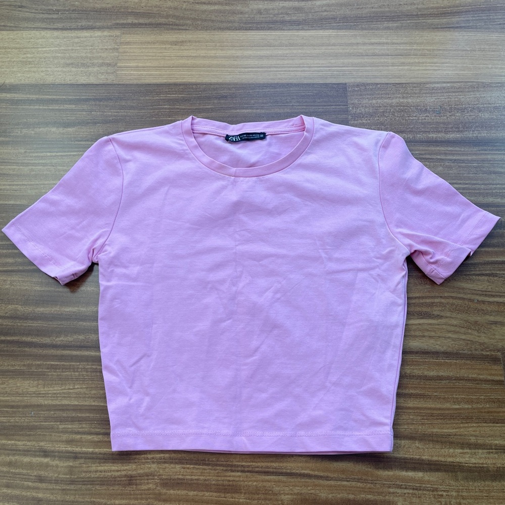 New ZARA Pink Crop Tee